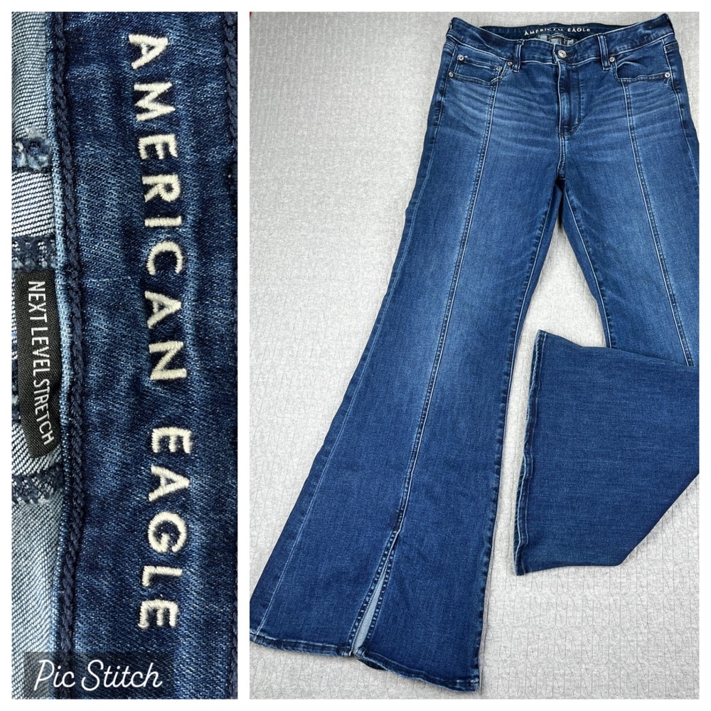 American Eagle Festival Flare Bootcut Blue Jeans Women 14/31X31 High Rise